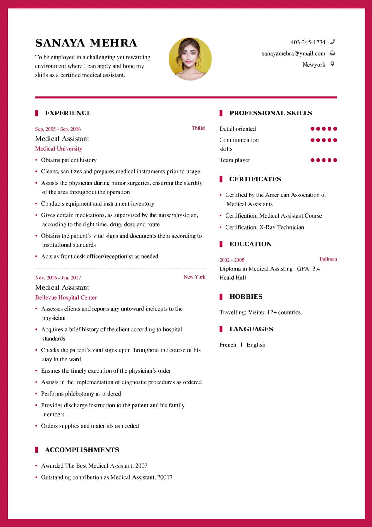 Medical Assistant Resume Sample - My Resume Format - Free ...