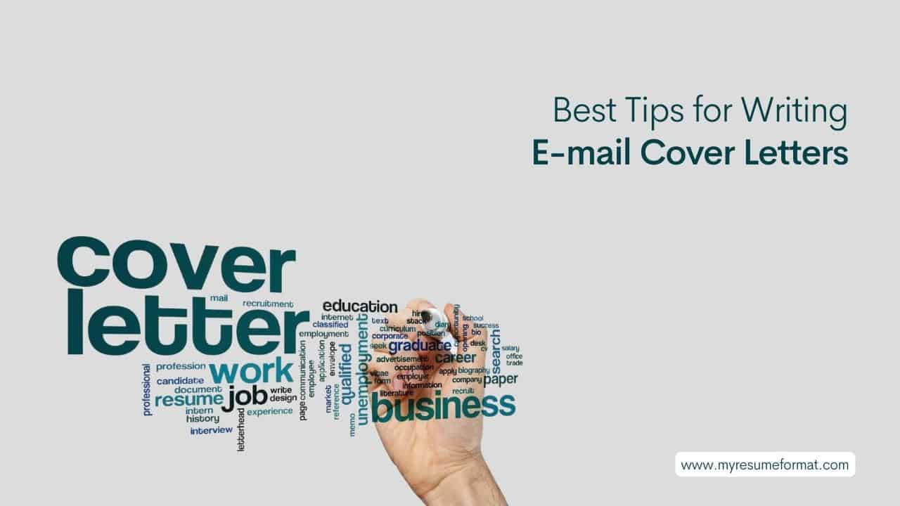Picture with a cover letter graphic element with the text - Best tips for writing email cover letter